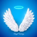 Vector 3d white realistic layered paper cut angel wings Royalty Free Stock Photo