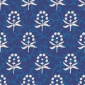 Vector dabu indigo flower seamless pattern Royalty Free Stock Photo