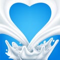 Vector. Dairy splash on a blue background