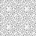 Vector damask seamless 3D paper art pattern background 103 Spiral Curve Kaleidoscope Royalty Free Stock Photo