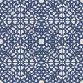 Vector damask seamless pattern background blue spiral curve cross frame tracery line Royalty Free Stock Photo