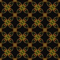 Vector damask seamless pattern background curve round cross frame flower Royalty Free Stock Photo