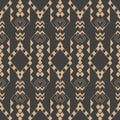 Vector damask seamless retro pattern background check geometry triangle cross frame aboriginal line. Elegant luxury brown tone Royalty Free Stock Photo