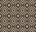 Vector Damask Seamless Retro Pattern Background Curve Cross Aboriginal Geometry Frame. Elegant Luxury Brown Tone Design For