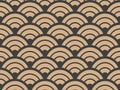 Vector damask seamless retro pattern background geometry round curve cross scale frame. Elegant luxury brown tone design for Royalty Free Stock Photo