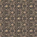 Vector damask seamless retro pattern background polygon geometry cross frame line. Elegant luxury brown tone design for wallpapers Royalty Free Stock Photo