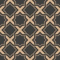 Vector damask seamless retro pattern background spiral vortex star cross frame chain. Elegant luxury brown tone design for