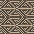 Vector damask seamless retro pattern background spiral vortex triangle cross frame line dot flower. Elegant luxury brown tone