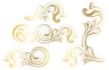 Vector damask vintage baroque scroll ornament swirl. Victorian monogram heraldic shield swirl.Retro floral leaf pattern Royalty Free Stock Photo