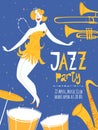 Vector dance jazz party poster