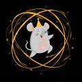 Vector dancing mouse animal flat illustration for Christmas and new year design, symbol of 2020 in Chinese calendar Royalty Free Stock Photo