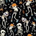 Vector Dancing Skeletons Party Halloween Seamless