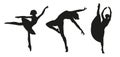 Vector dancing women silhouettes set - isolated. Ballerina - ballet Royalty Free Stock Photo