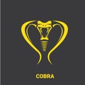 Vector dangerous cobra snake head with hood logo design template. danger king cobra icon. viper orange silhouette