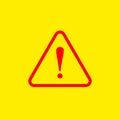Vector Dangerous Sign, Exclamation Point in Triangle Shape, Flat Design Icon. Royalty Free Stock Photo