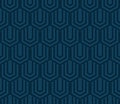 Vector dark blue abstract geometric seamless pattern with hexagons, lines Royalty Free Stock Photo