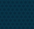 Vector dark blue geometric seamless pattern with hexagons, rhombuses, grid Royalty Free Stock Photo