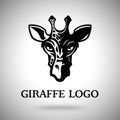 Vector dark giraffe head, template for logo, badge, label etc.