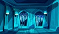 Vector castle ballroom at night, gothic hall Royalty Free Stock Photo