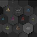 Vector Dark gray minimalist Infographic template with hexagons mosaic Royalty Free Stock Photo
