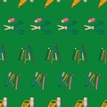 Vector Dark green Felt Pens and colored pencils background pattern Royalty Free Stock Photo