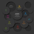 Vector dark minimalist Infographic template with circle mosaic
