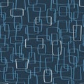 Vector Dark Navy Mod Shapes Seamless Pattern Background