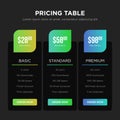 Vector dark pricing table design presentation Royalty Free Stock Photo