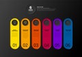 Vector dark progress infographic with six color steps and icons