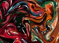 Vector Dark Red and Green Hand drawn artwork on water marble texture. Liquid paint pattern. Abstract colorful background in ebru Royalty Free Stock Photo