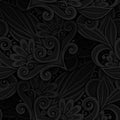 Vector Dark Seamless Pattern with Floral Ornament