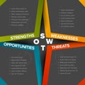 Vector dark simple SWOT illustration template with color corners