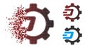 Damaged Pixel Halftone Dash Process Gear Icon