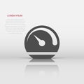 Vector dashboard icon in flat style. Level meter sign illustration pictogram. Speed business concept