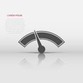 Vector dashboard icon in flat style. Level meter sign illustration pictogram. Speed business concept