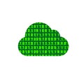 Vector Data Cloud Isolated on White Background, Binary Code Textured Green Cloud. Royalty Free Stock Photo