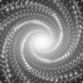 Vector data flow visualization.Grayscale big data flow as binary numbers strings twisted in infinity tunnel. Royalty Free Stock Photo