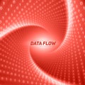 Vector data flow visualization. Red flow of big data as binary numbers strings twisted in tunnel. Royalty Free Stock Photo