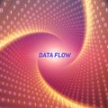 Vector data flow visualization. Red flow of big data as binary numbers strings twisted in tunnel. Royalty Free Stock Photo