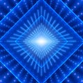 Vector data flow visualization. Square glowing tunnel of blue big data flow as binary strings. Cyber world of code. Royalty Free Stock Photo