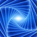 Vector data flow visualization. Square twisted glowing tunnel of blue big data flow as binary strings. Royalty Free Stock Photo