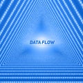 Vector data flow visualization. Triangle tunnel of blue big data flow as binary numbers strings. Royalty Free Stock Photo