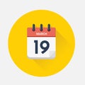 Vector of Day calendar with date March 19, 2018