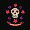 Day of the dead illustration with skull