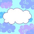 Vector daytime cartoon clouds frame