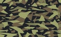 Vector debris camouflage, green military background. Camo pattern of geometric triangles shapes.