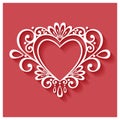 Vector Deco Floral Heart on Red Background