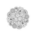 Vector decorative black floral mandala, patterned design element