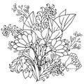 Vector decorative black and white flowers