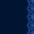 Vector decorative border from blue snowflakes on dark background Royalty Free Stock Photo